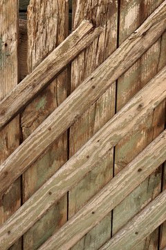 Old Wood Planking With Weathered Green Paint Vertical Texture