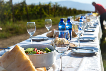 Festive table during the holiday of grape harvest - Rtveli, Georgia