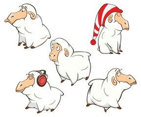  illustration of a set of cute cartoon sheep