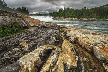 Laksfossen waterfall in Norway