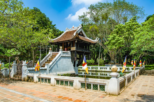 Mot Cot famous ancient pagoda in Hanoi, Vietnam. 