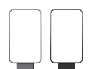 Blank advertising billboard isolated on white background. Black and grey frames.