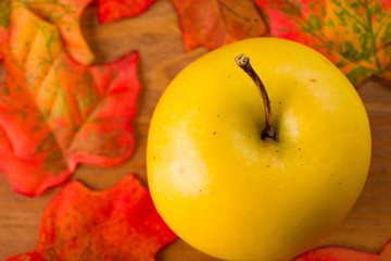 Apple with leaves