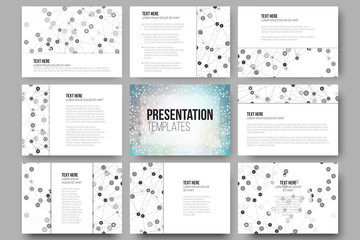Set of 9 templates for presentation slides. Molecular structure