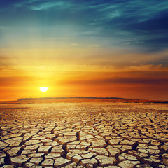 drought land and sunset over it