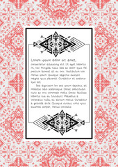 Ethnic pattern with quote blank template on it. Ukrainian folk