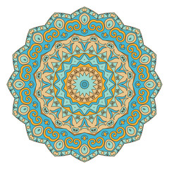 Mandala, round ethnic ornament. Vintage lace pattern. Vector circle background.