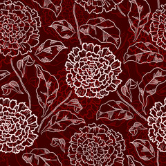 Vector  Seamless floral pattern with chrysanthemums