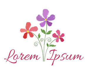 Brush paint flowers vector logo template