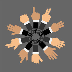 Set of fingers showing number one to zero
