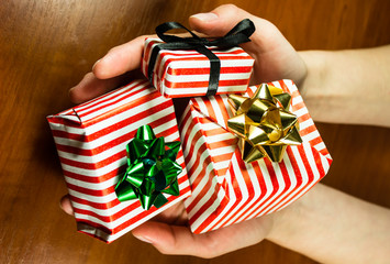 Christmas presents in hands