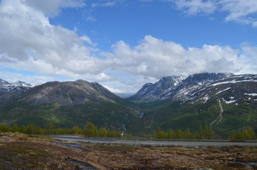 Road in Norwegian mountains, northern Scandes, Narvik