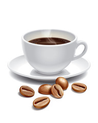 Coffee cup and roast grains