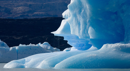 Icebergs in the water, the glacier Perito Moreno. Argentina. An excellent illustration.