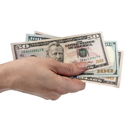 U.S. dollars in woman hand