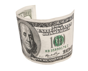 curved dollars on a white background