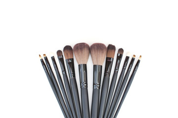 makeup brushes set for professional on white background