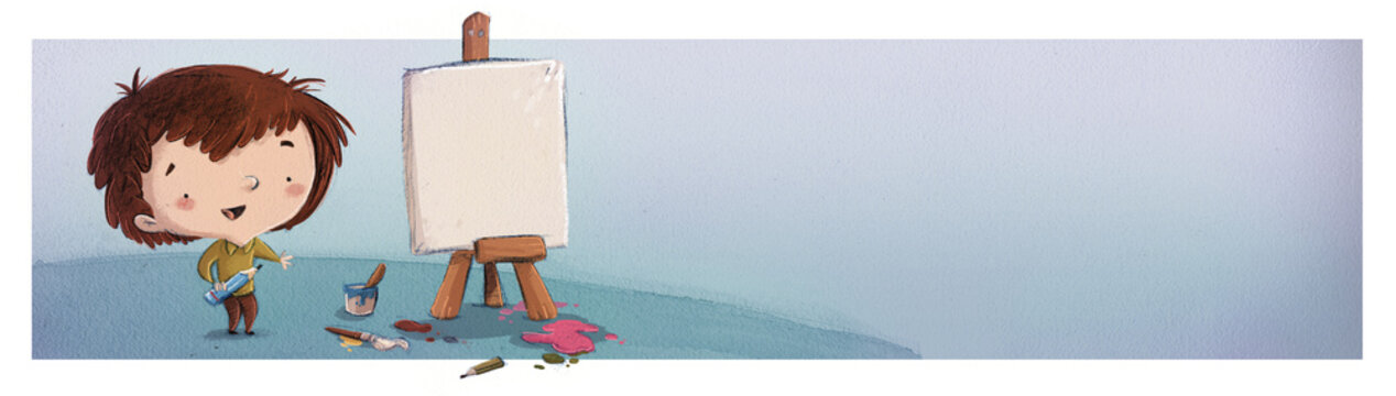 ni&ntilde;o pintando un cuadro