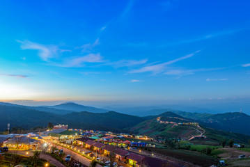 Beautiful landscape on mountain with clouds in sky. Phu tub Berk hill in Thailand.