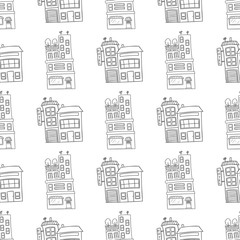 seamless pattern with  houses