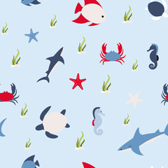Seamless pattern in marine style