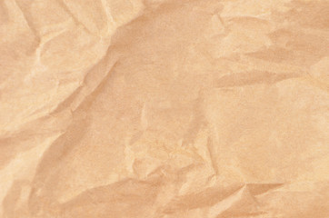 Wrinkled packaging paper background, close up, DOF