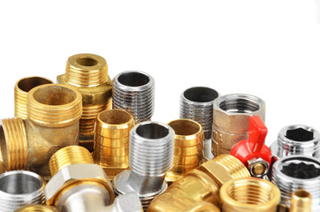 Set of plumbing fitting, isolated on white background