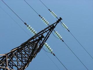Power lines, unusual diagonal angle