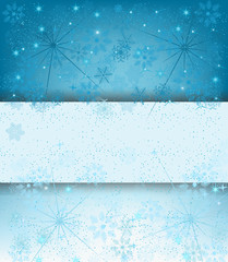 Blue winter snowflakes background