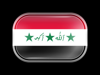 Old Version of Flag of Iraq. Rectangular Shape with Rounded Corn