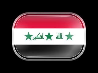 Old Version of Flag of Iraq. Rectangular Shape with Rounded Corn