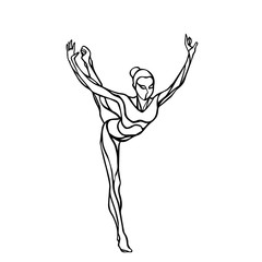 Silhouette of gymnastic girl. Art gymnastics dancing woman