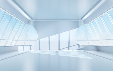 Fototapeta premium futuristic room with oval windows