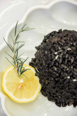 Black risotto and squid