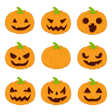 Halloween pumpkins set. Vector icons