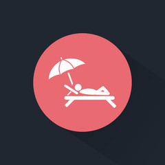Man lying at beach chair icon