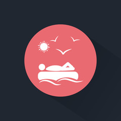 Man on inflatable mattress