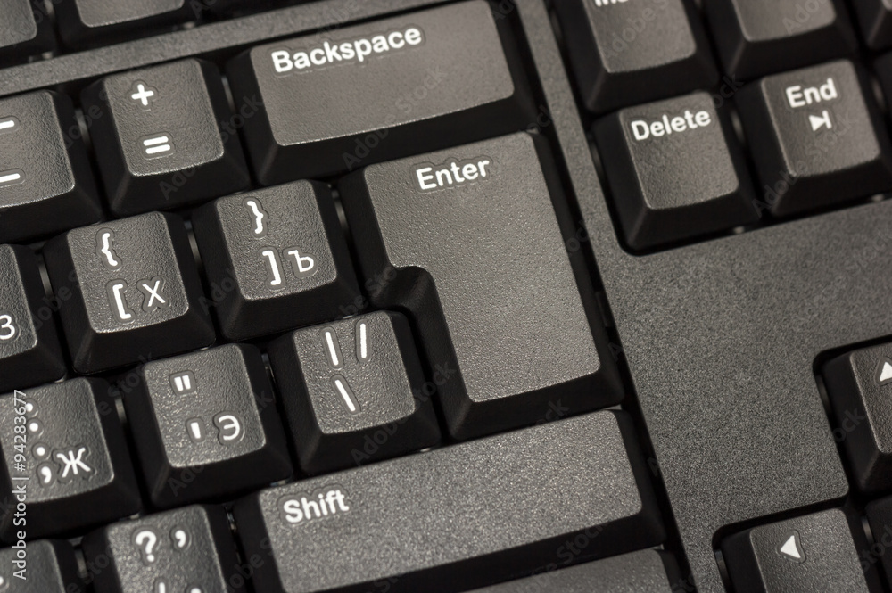 Fototapete electronic collection - black computer keyboard with key enter