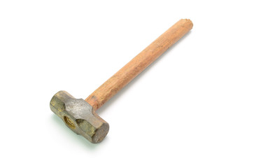 Old Metal sledge hammer isolated on white background