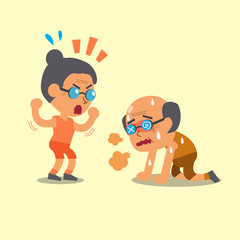 Cartoon sport old man and old woman