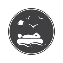 Man on inflatable mattress