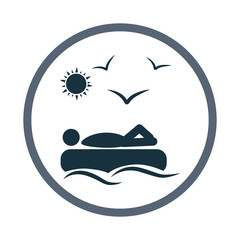 Man on inflatable mattress