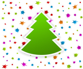 cristmas tree on starburst splash background