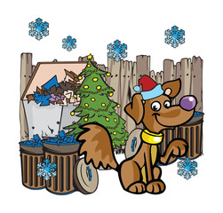junkyard dog Christmas illustrations