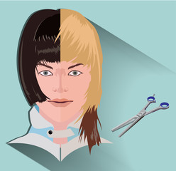 Cutting hair at the hairdresser