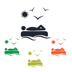 Man on inflatable mattress