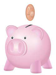 piggy bank two euro cent
