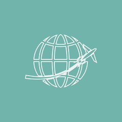 Airplane cross the Earth icon