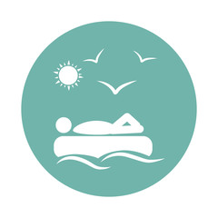 Man on inflatable mattress