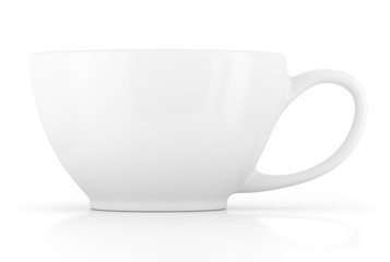 White ceramic cup empty blank for coffee or tea